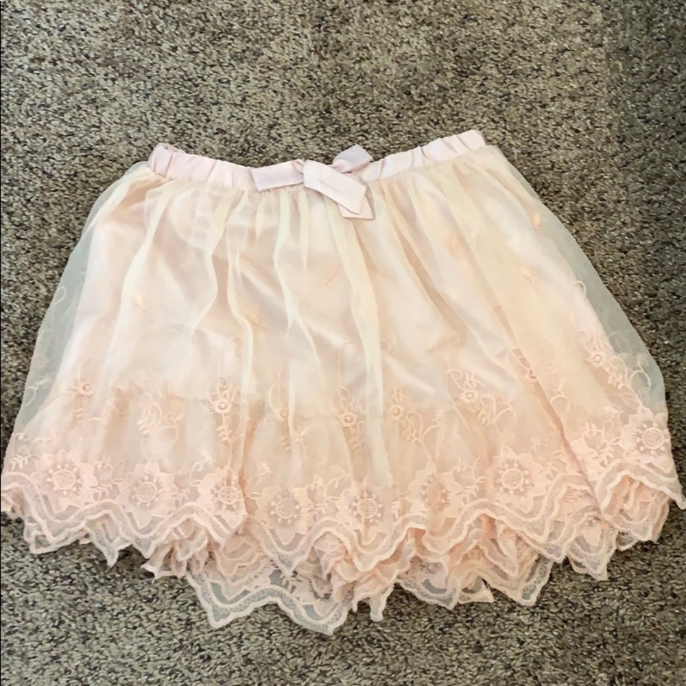 Forever 21 Girls Pink Skirt with Lace Detailing